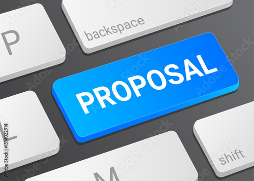 Close up Proposal Button on Laptop or Computer Keyboard with White Text for Business Pitch and Digital Interface Concept 3D Illustration
