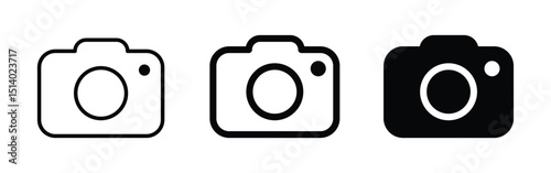 camera icon set. camera photo icon symbol, snapshot sign . line outline icons, flat style