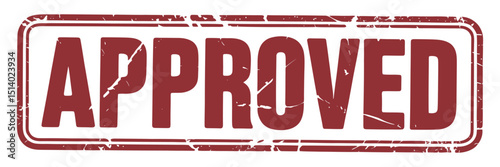Red Approved Rubber Stamp with Distressed Texture on White Background for Business Finance and Legal Documents and Approvals in General