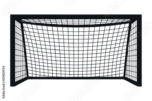 Black and White Soccer Goal Vector Illustration on White Background Perfect for Sports Graphics Design Elements and Football Related Projects