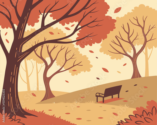 autumn landscape with trees vector