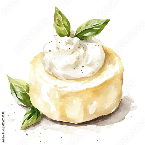 My Watercolor illustration, illustration, cream cheese painting isolated on a white background, illustration, AI painting design, vector illustration set, eps format