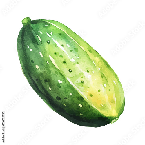 My Watercolor, illustration, cucumber painting isolated on a white background, illustration, AI painting design, vector illustration set, eps format