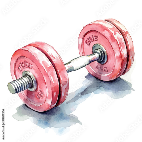 My Watercolor illustration, pink dumbbell isolated on a white background, illustration, AI painting design, vector illustration set, eps format	