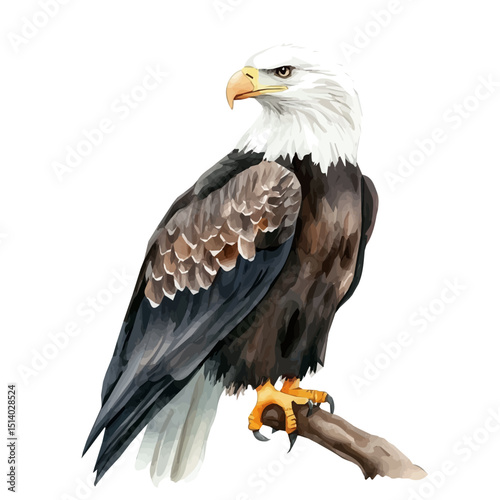 My Watercolor illustration, eagle painting isolated on a white background, illustration, AI painting design, vector illustration set, eps format	