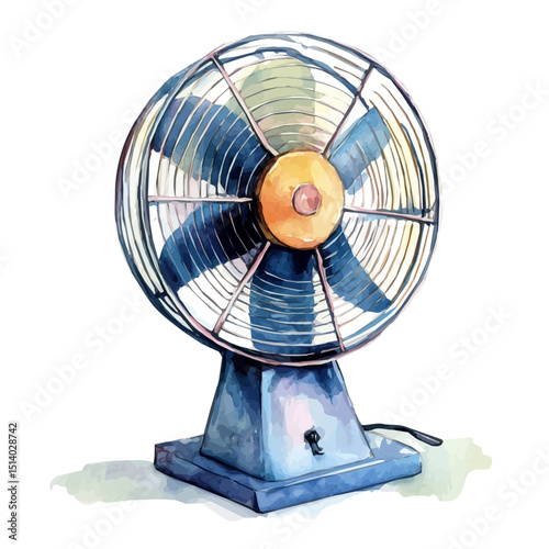 My Watercolor illustration, illustration electric fan painting isolated on a white background, illustration, AI painting design, vector illustration set, eps format	