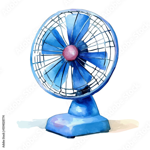 My Watercolor illustration, illustration electric fan painting isolated on a white background, illustration, AI painting design, vector illustration set, eps format	