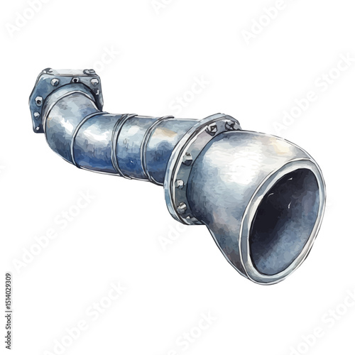 My Watercolor illustration, illustration, exhaust pip painting isolated on a white background, illustration, AI painting design, vector illustration set, eps format	