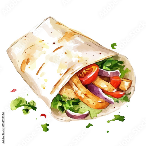 My Watercolor illustration, illustration fajita painting isolated on a white background, illustration, AI painting design, vector illustration set, eps format	