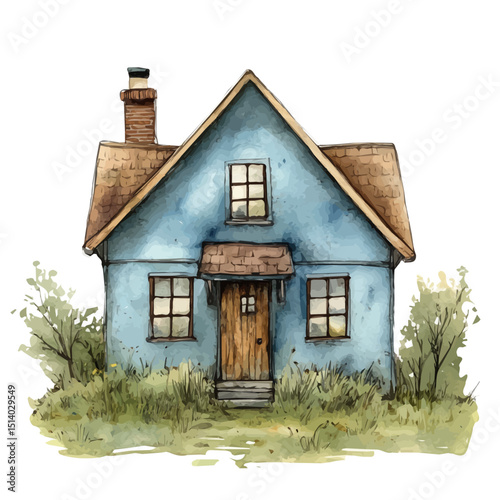 My Watercolor illustration, illustration farmhouse painting isolated on a white background, illustration, AI painting design, vector illustration set, eps format	
