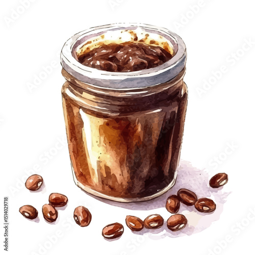 My Watercolor illustration, illustration fermented bean paste painting isolated on a white background, illustration, AI painting design, vector illustration set, eps format	