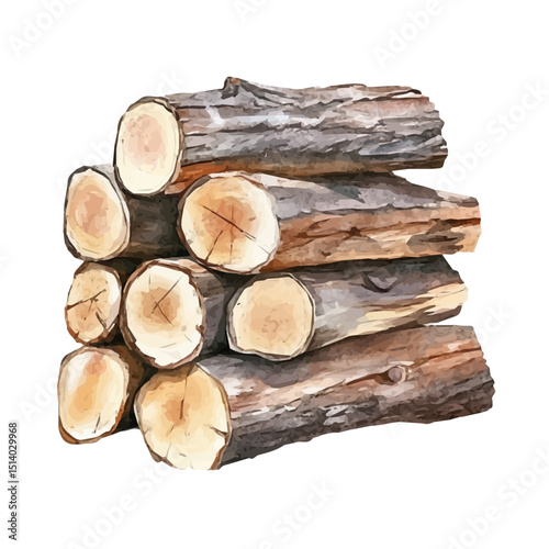 My Watercolor illustration, illustration firewood painting isolated on a white background, illustration, AI painting design, vector illustration set, eps format	