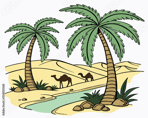 tropical island with palm trees vector