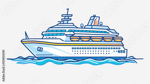 Minimal cruise ship icon in outline and filled styles, with a transparent background—perfect for marine themes, travel visuals, or clean UI/UX design projects...