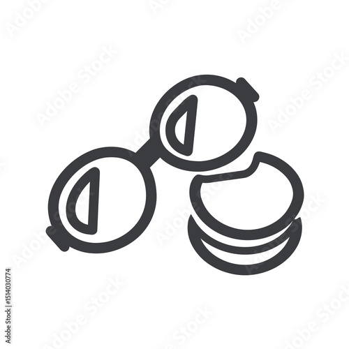 Outline icon of glasses with contact lenses, representing vision care.