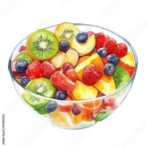 My Watercolor illustration, illustration fruit_salad painting isolated on a white background, illustration, AI painting design, vector illustration set, eps format	
