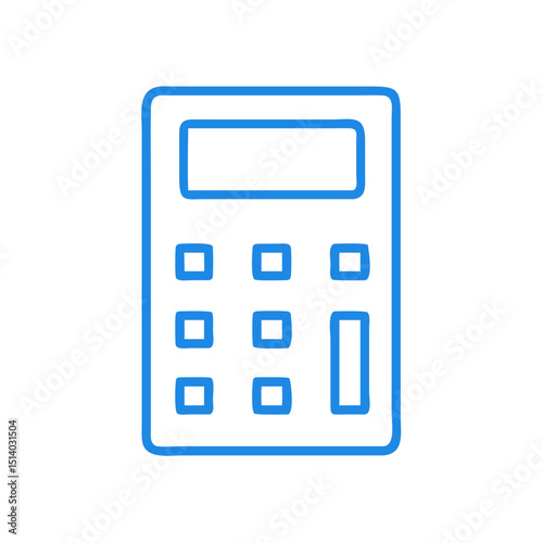Simple blue outline calculator on a white background  