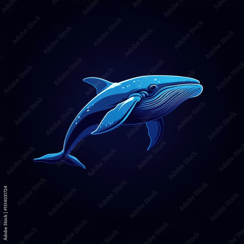 Fototapeta premium Humpback whale gracefully swimming through deep ocean waters at dusk