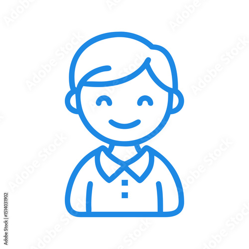 Child with a smile wearing a collared shirt in a minimalist design  