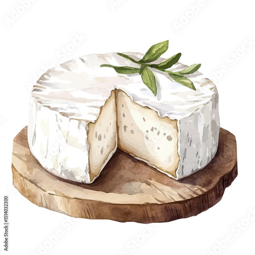 My Watercolor illustration, illustration goat cheese painting isolated on a white background, illustration, AI painting design, vector illustration set, eps format	