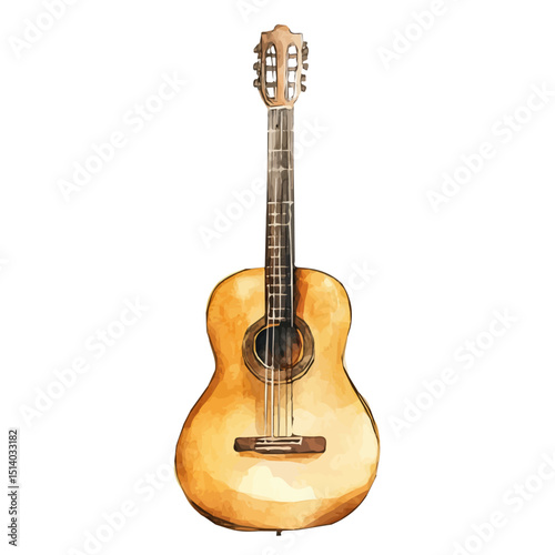 My Watercolor illustration, illustration guitar painting isolated on a white background, illustration, AI painting design, vector illustration set, eps format	