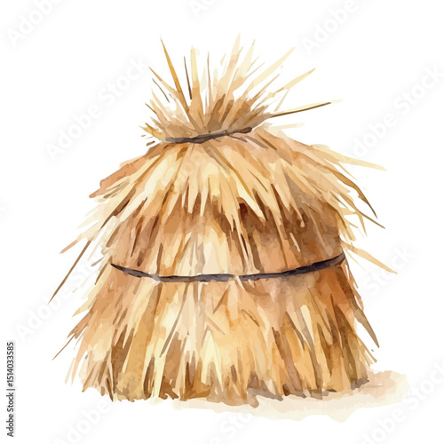 My Watercolor illustration, haystack painting isolated on a white background, illustration, AI painting design, vector illustration set, eps format	