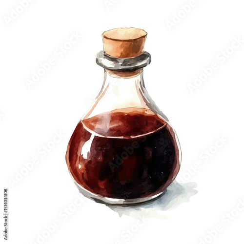 My Watercolor illustration, illustration hoisin sauce painting isolated on a white background, illustration, AI painting design, vector set, eps format design,