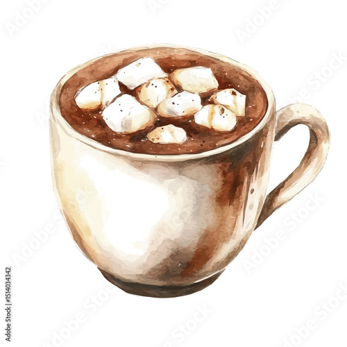 My Watercolor illustration, illustration hot cocoa painting isolated on a white background, illustration, AI painting design, vector set, eps format design,