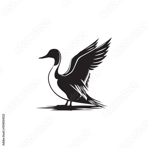 **"Sleek Northern Pintail Vector Silhouette: Elegant Waterfowl Design Featuring Long Neck, Pointed Tail, and Streamlined Body in Clean, Minimalist Style for Crafts and Digital Art"**
