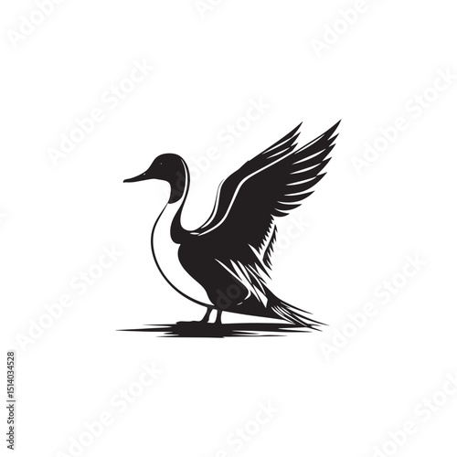 **"Sleek Northern Pintail Vector Silhouette: Elegant Waterfowl Design Featuring Long Neck, Pointed Tail, and Streamlined Body in Clean, Minimalist Style for Crafts and Digital Art"**
