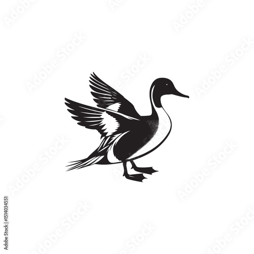 **"Sleek Northern Pintail Vector Silhouette: Elegant Waterfowl Design Featuring Long Neck, Pointed Tail, and Streamlined Body in Clean, Minimalist Style for Crafts and Digital Art"**
