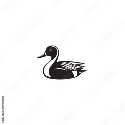 **"Sleek Northern Pintail Vector Silhouette: Elegant Waterfowl Design Featuring Long Neck, Pointed Tail, and Streamlined Body in Clean, Minimalist Style for Crafts and Digital Art"**
