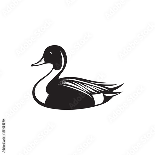 **"Sleek Northern Pintail Vector Silhouette: Elegant Waterfowl Design Featuring Long Neck, Pointed Tail, and Streamlined Body in Clean, Minimalist Style for Crafts and Digital Art"**
