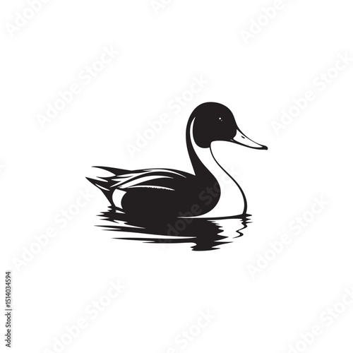 **"Sleek Northern Pintail Vector Silhouette: Elegant Waterfowl Design Featuring Long Neck, Pointed Tail, and Streamlined Body in Clean, Minimalist Style for Crafts and Digital Art"**
