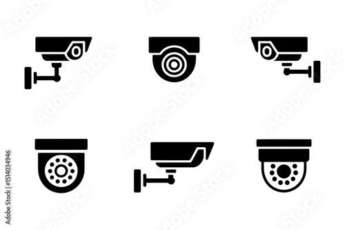 Security camera cctv surveillance system vector set