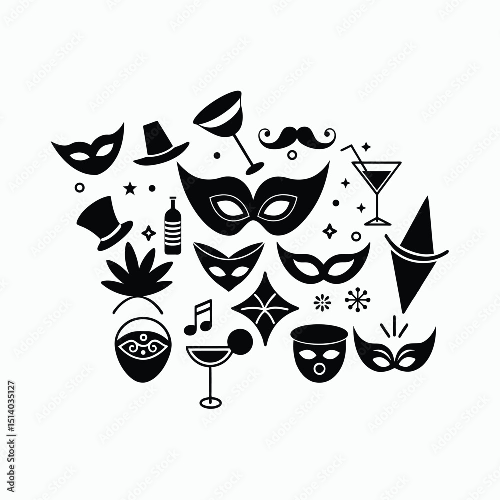 Fototapeta premium Carnival Party Decorations, Fun and Festive Ideas Vector Illustration.