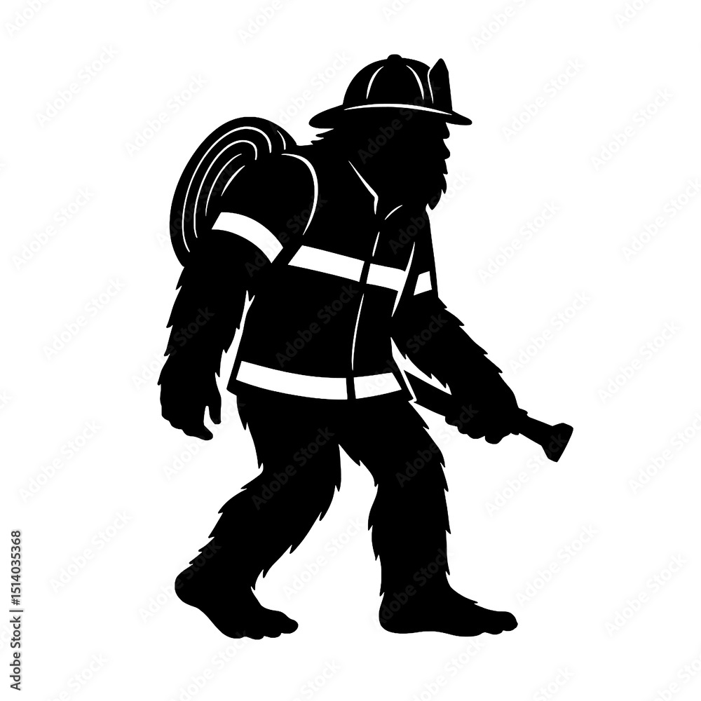 Bigfoot Firefighter Silhouette Vector Illustration Bigfoot Firefighter Silhouette Vector Illustration