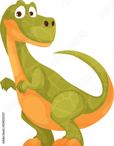 Cute Cartoon Tyrannosaurus Rex Character Vector Illustration, isolated on white.