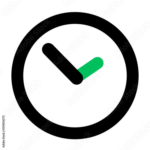 Illustration of a clock with a black outline and hands pointing to a specific time shown clearly