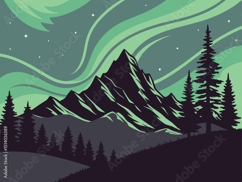 winter forest landscape vector
