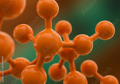 Exploring Molecular Structure An orange depiction showcasing the intricate bonds of science against