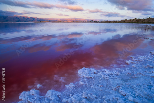 Sunset, Alviso Salt Lake Pond, California Bay Area, PInd Pond