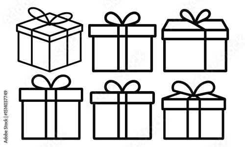A colorful vector set of gift boxes with bows and ribbons for Christmas, birthday, and holiday celebrations