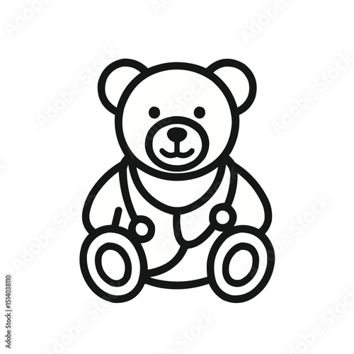 Teddy bear doctor icon line art illustration