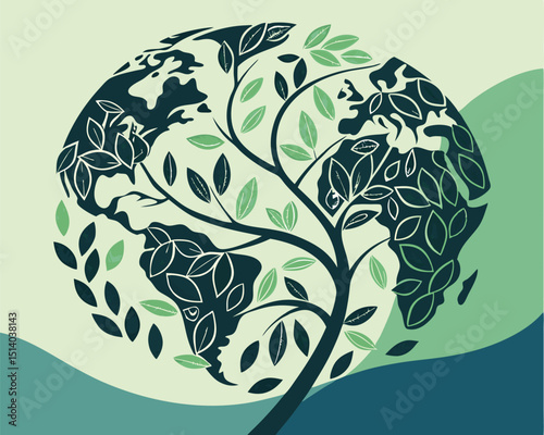 abstract leaves forming a globe environmental vector