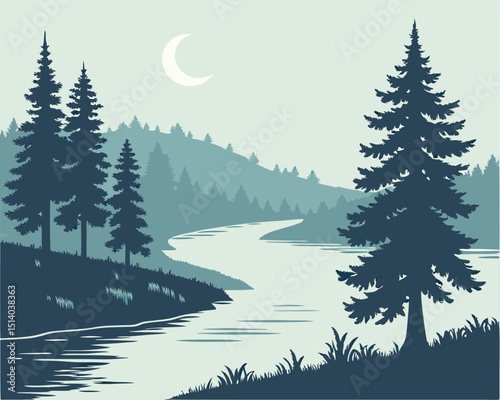 winter landscape with trees vector