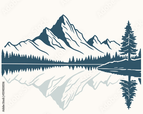 winter mountain landscape vector