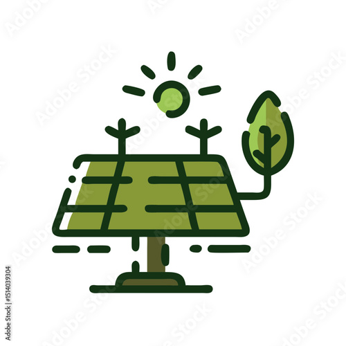 Solar powered plant icon showcasing modern eco-friendly energy solutions