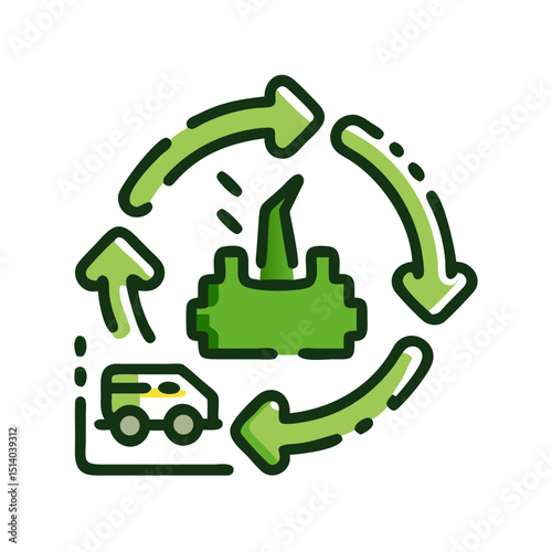 Sustainable manufacturing best practices icon showcasing modern eco-friendly production methods -2