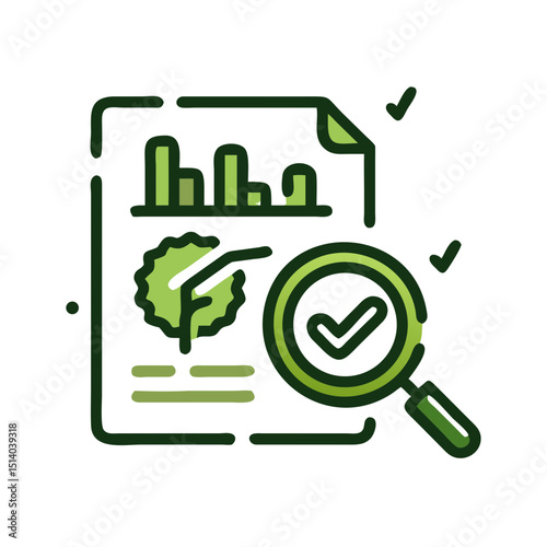 Sustainable manufacturing audit icon illustrating modern eco-friendly assessment processes